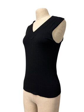 Calvin Klein Womens Black Sleeveless V-Neck Knit Top Size S